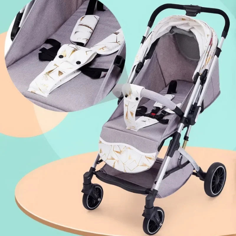 Two-way Lightweight High-view Baby Stroller Can Sit or Lie Down Portable Travel Baby Stroller Four-wheel Baby Stroller