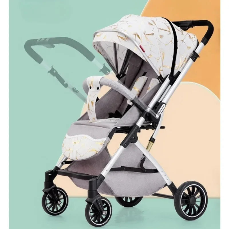 Two-way Lightweight High-view Baby Stroller Can Sit or Lie Down Portable Travel Baby Stroller Four-wheel Baby Stroller