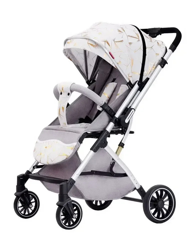 Two-way Lightweight High-view Baby Stroller Can Sit or Lie Down Portable Travel Baby Stroller Four-wheel Baby Stroller