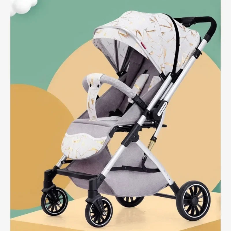 Two-way Lightweight High-view Baby Stroller Can Sit or Lie Down Portable Travel Baby Stroller Four-wheel Baby Stroller