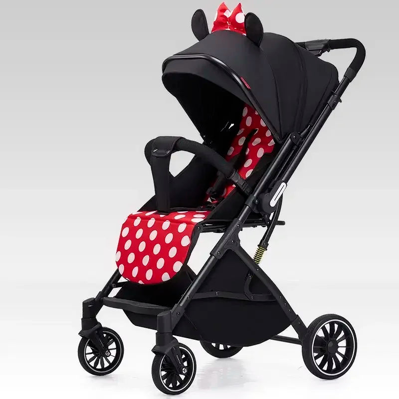 Two-way Lightweight High-view Baby Stroller Can Sit or Lie Down Portable Travel Baby Stroller Four-wheel Baby Stroller